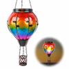 Heißluftballon Solar-LED-Licht Dekorativer Metall-Bunter Feuer-Hängeballon mit Flackernder Flammenlaterne für Gartenhof