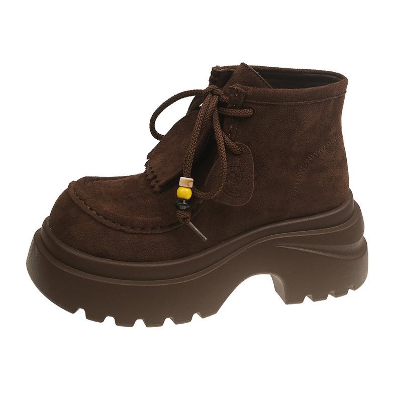 

Martin boots women s matte leather big head lace-up thick-soled muffin tooling rhubarb boots locomotive boots heightening women s shoes 38 темно-коричневого кольору