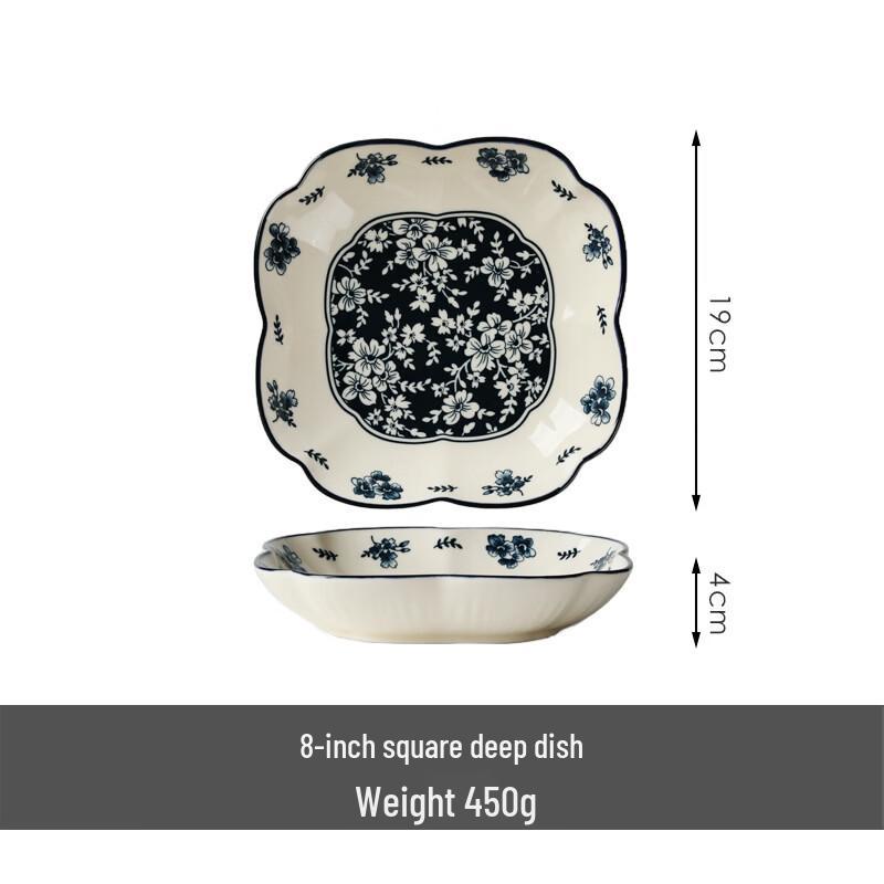 OIMG Chinese Underglaze Ceramic Floral Plate