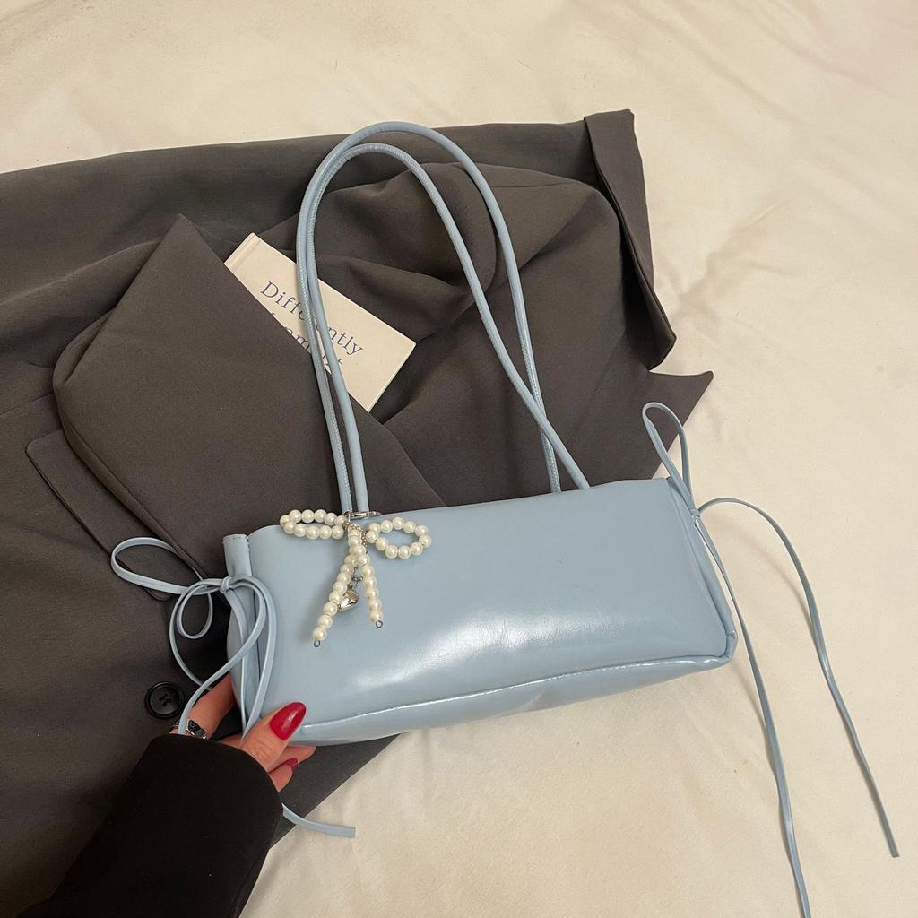 New Korean Cute Girl Underarm Bags with Versatile and Fashionable Bow Pillow Bag Texture Shoulder Bag
