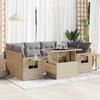 VidaXL Garden Lounge Set with Cushions 7 Pcs Beige Braided Resin 3326430