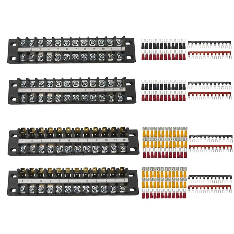 Dual Terminal Blocks – 2 Sets of 2/4/6-Position Strips with Jumpers & Connectors for Enhanced Electrical Wiring and Power Distribution