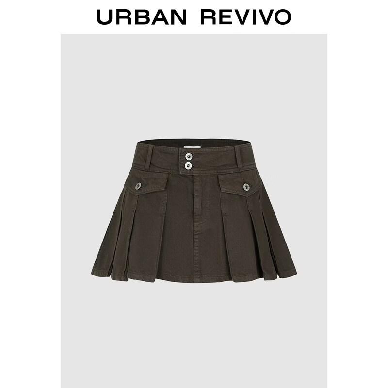 UR 2026 Женская ретро мини-юбка из плиссированного хлопка XS
