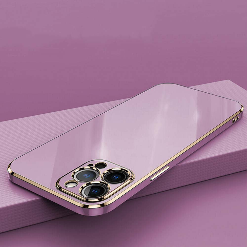 Luksus Golden Plating Edge Myk TPU-telefondeksel for iPhone 15 14 13 11 Pro Max 7 8 Plus XR Xiaomi 13T Redmi 13C Note 12S 11 Støtsikkert bakdeksel