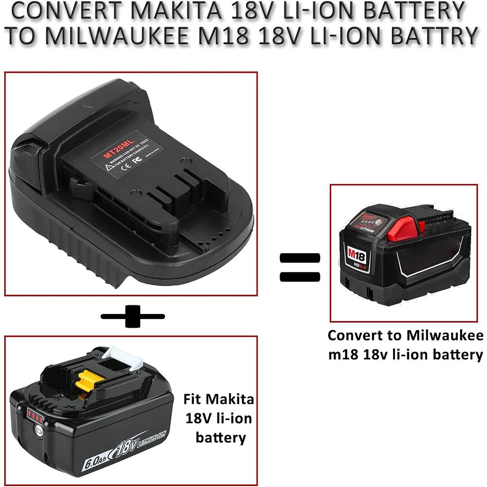 MT20ML Battery Converter Adapter for Makita 18V Li-Ion Battery to for Milwaukee 18V Cordless Power Tools