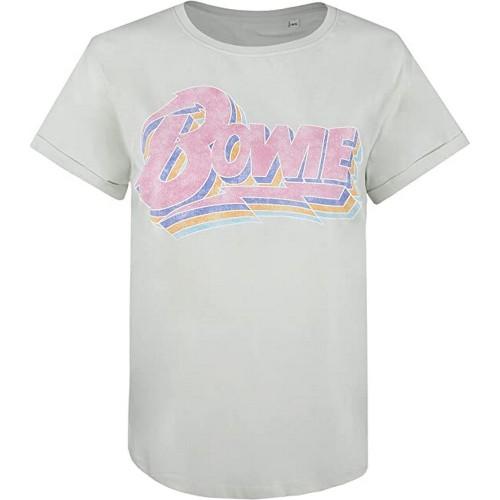 Camiseta feminina com logotipo David Bowie S