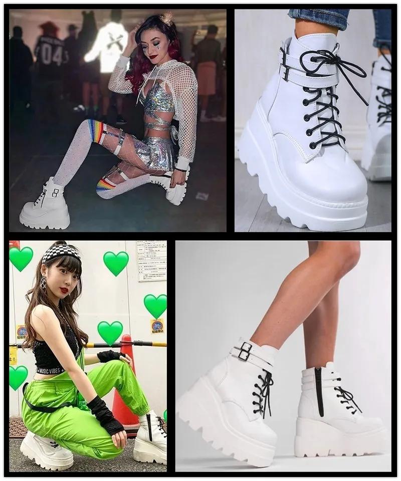 Brand Design Big Sizes Platform High Heels Cosplay Fashionable Autumn Winter Wedges Shoes Ankle Boots Women Booties