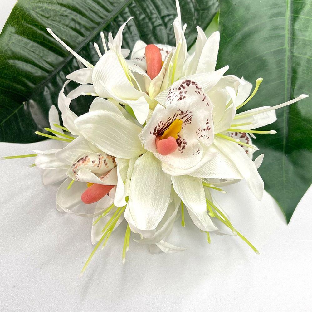 

Elegant Simulation Flowers Hair Clip Sweet Sweet Barrettes Temperament Floral Duckbill Clip Party червоний