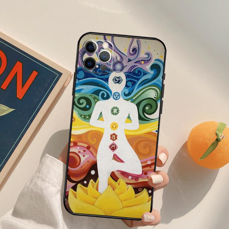 The Mandala Chakra Insist Yoga Funda Case For iPhone 15 14 16 Pro Max 11 12 13 Pro Max Mini XR 16e 16 15 Plus Phone Cover