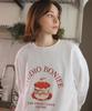 BONIEE [Fleece Lined] Strawberry Cake Collage Logo Graphic Oversized Sweatshirt White