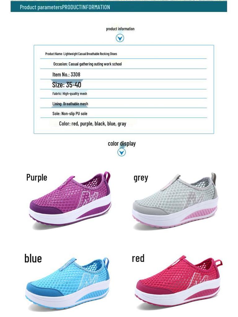 Women's Mesh Slip-On Platform Shoes - Spring/Summer Breathable Casual Sneakers with Thick Sole