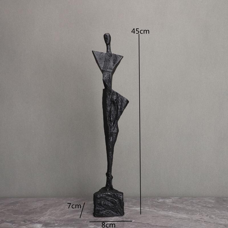 Cast Iron Black Human Sculpture Ornaments, Abstract Art Metal Figure Sculptures, Living Room Decorations, Desktop Figurines