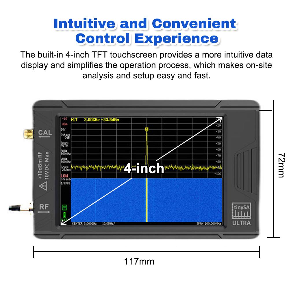 Portable Spectrum Analyzer Handheld 100k-5.3GHz High Frequency Signal Generator with TFT Touchscreen Support PC Connection