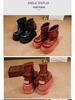 Women's 2025 Height-Increasing Martin Boots - Washed Cowhide Platform Ankle Boots with Buckle and Thick Sole