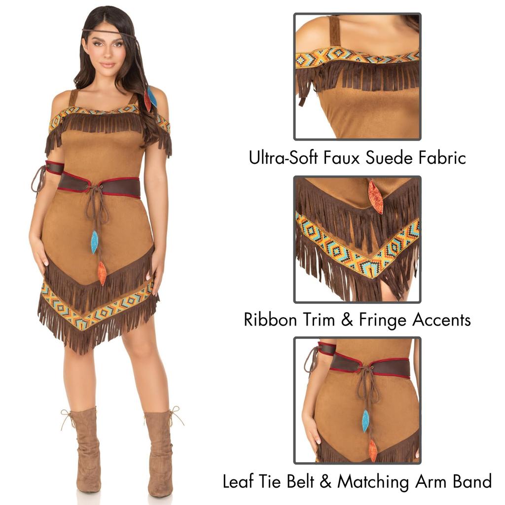 LEG AVENUE Native Princess Fringed Dress Belt Armband Headset XL Brown 85398