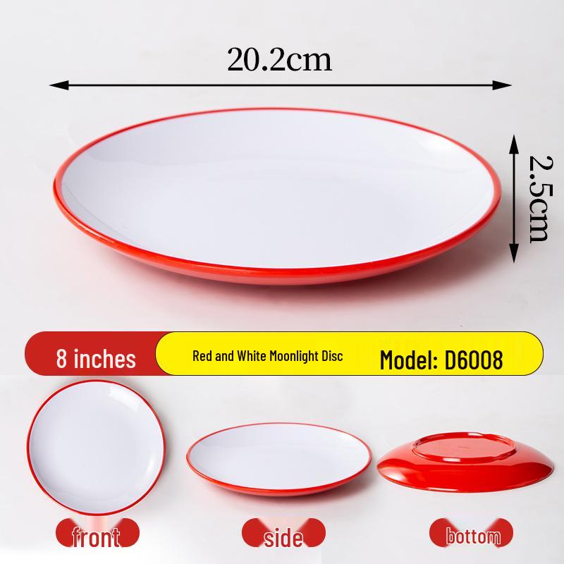 Two-color Round Melamine Stir-fry Plates & Rice Bowls for Hotel Buffet Restaurants