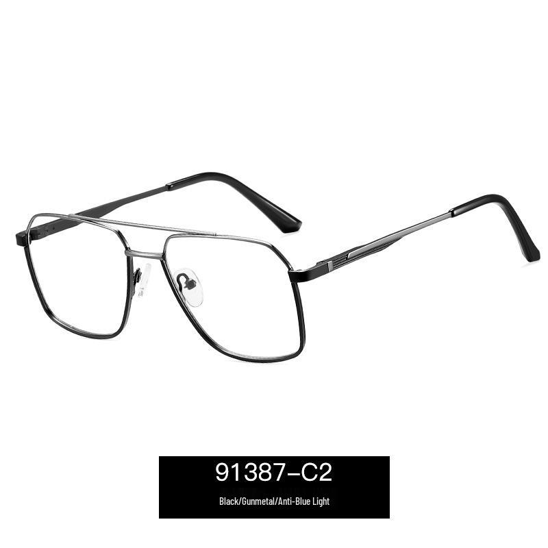 Men's Trendy Double Bridge Eyeglass Frames – European & American Style, Face Slimming, Prescription Ready