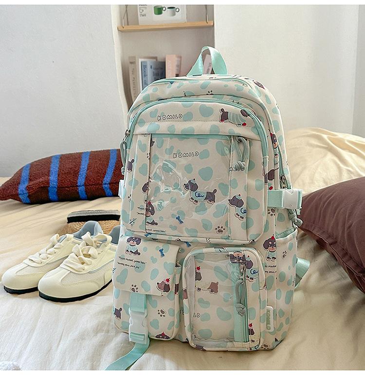Schoolbag new high-value Japanese ins fresh, sweet and cute puppy puppy pain bag junior high school students lightweight backpack