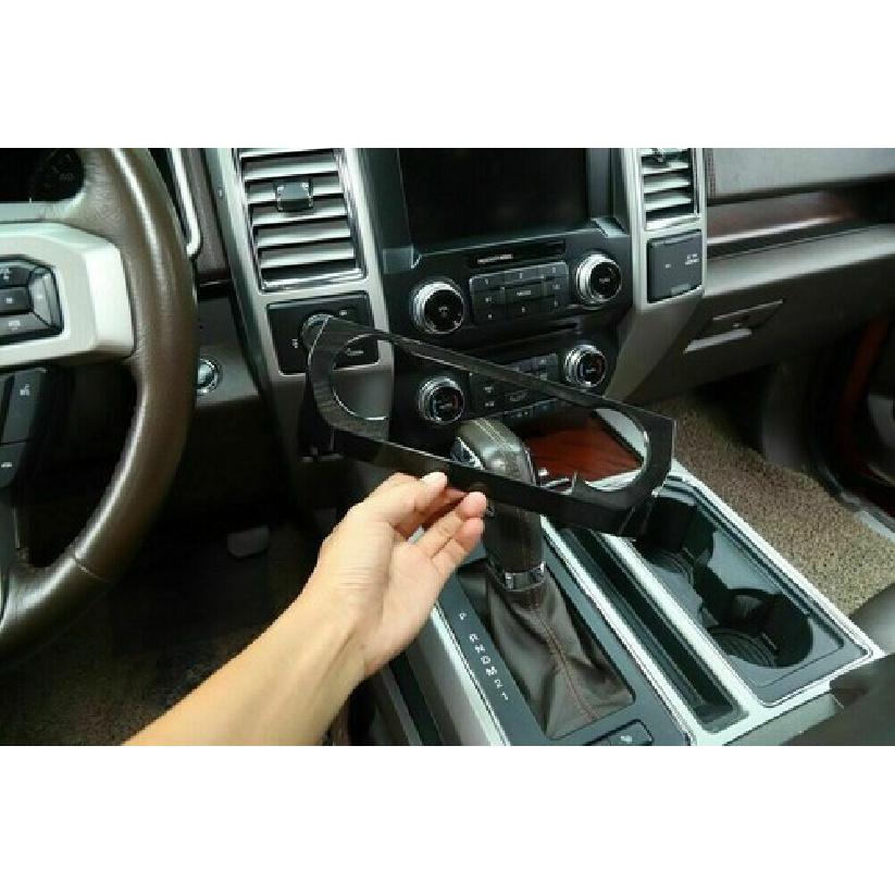 Center Console Air Condition Panel Frame Trim for Ford F150 2015- Black Wood