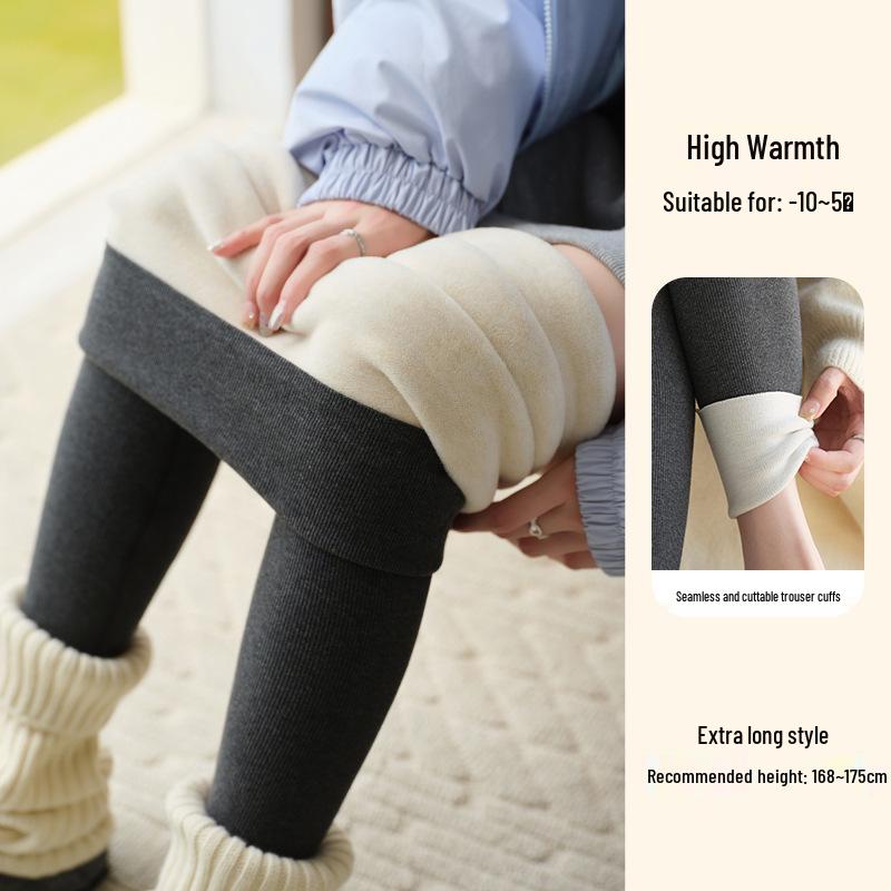 Women's Extra Long High-Waisted Fleece-Lined Winter Leggings - Striped, Warm, Cotton, for Tall Figures