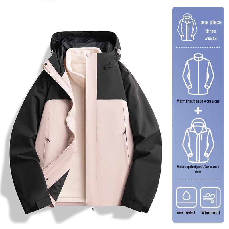 

Унисекс ветровка 3-в-1: Повседневная модная куртка для осени и зимы, доступная в нескольких цветах, для пар и активного отдыха. 4XL