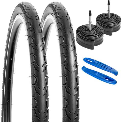 YunSCM Set of 2, 20x1 1/8  Tires, 20x1 1/8  30-451 Bicycle Tires and Tubes with Thick Walls, 60mm Presta Valves, and Tire Levers, for 20-inch 1 1/8  R