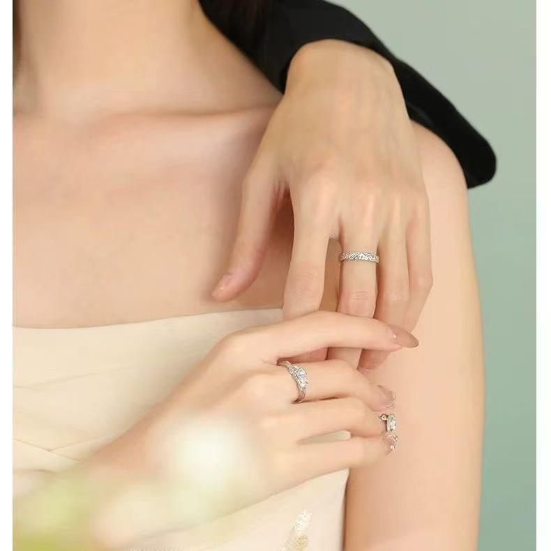 White Copper Snow Mountain Rose Couple Rings: Elegant Wedding Bands for Men and Women - Perfect for Valentine's Day or Birthday Gifts.