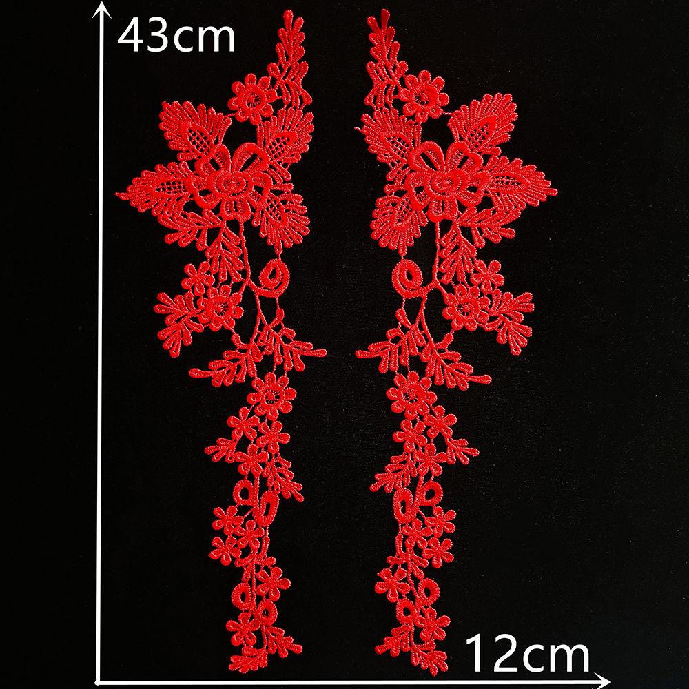 Red I Polyester Embroidery Color Embroidery Sewing Lace Diy Decorative Clothing Accessories Pair Collar Clothing