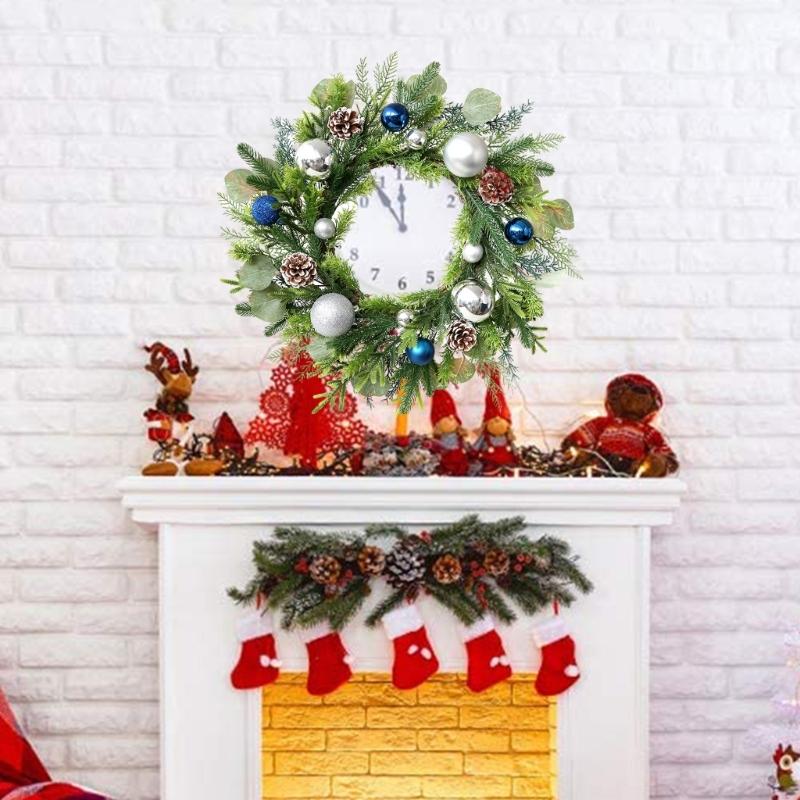 Festival Holiday Wreath Ornament Christmas Wreath Artificial Pine Garlands Festival Wall Hanging for Holiday