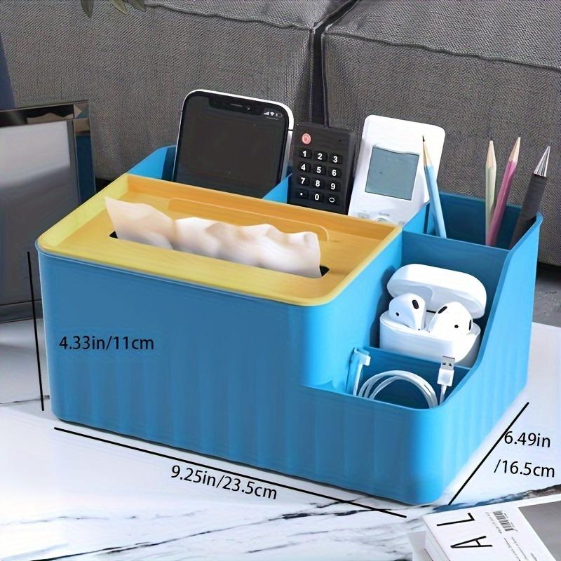 1pc Versatile White Vanity Organizer Cosmetic Display Case & Tissue Holder, Multi-Functional Storage for Remote Controls & Sundries