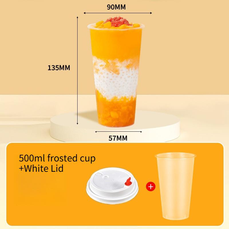 90mm Mouth Commercial PP Injection Cups  Disposable Milk Tea Cups with Lids Thickened High Transparent Plastic Drink CupsLarge Caliber Straws