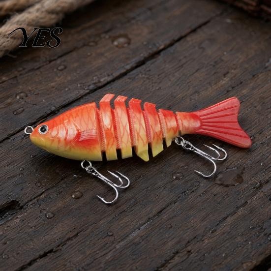 7-Section Swimbait 9.5CM/13.7G Multi-Jointed Fishing Lure with Hooks, Slow Sinking Swimbait, Hard Artificial Bait Bionic for Freshwater Saltwater