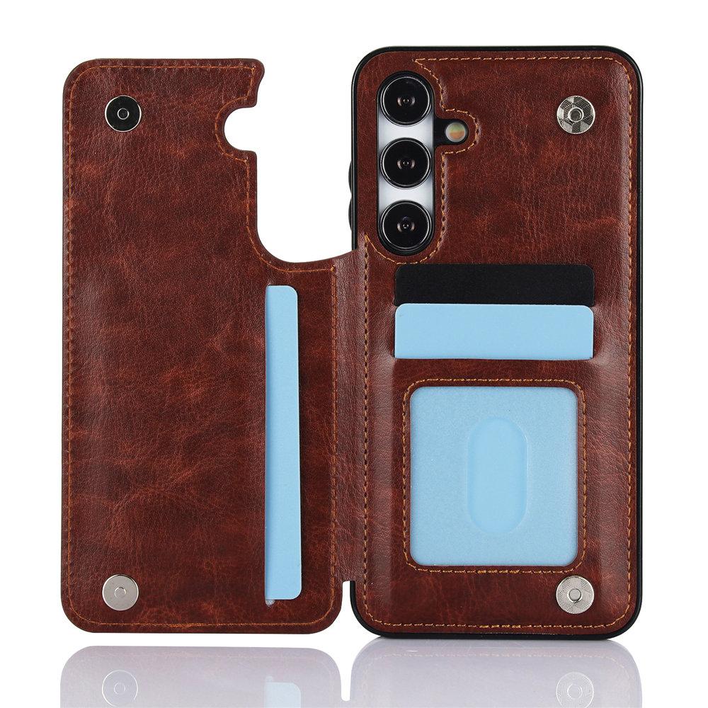Portfel z podwójnym guzikiem, slotem na karty, podstawką, klapką, skórzane etui do Samsung Galaxy A16 A35 A55 A15 A54 A14 A13 A73 A53 A33 A32 A12 A52