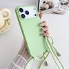 Matte Silicone Soft Case For iPhone 17 Pro Max Air 16 15 13 12 11 14 Plus Crossbody Lanyard Necklace Anti-Lost Cord Strap Cover