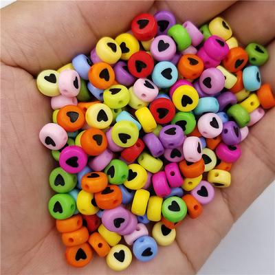 200 Stück Herzform DIY Schmuckherstellung Lose Perlen 7mm Acryl Vollfarbe Anhänger Halskette Armband