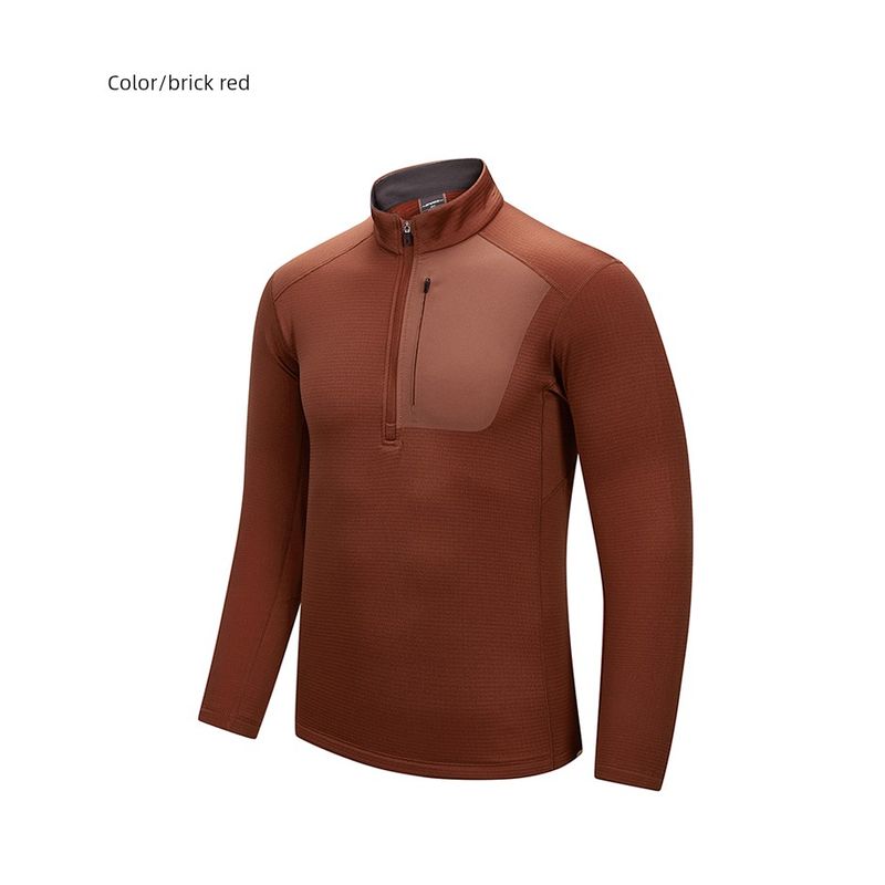 Outdoor Lightweight Sports Fitness Running Half-Zip Stand-Up Collar Sweatshirt Men's Spring and Autumn Base Layer Foreign Trade Men's T-Shirt