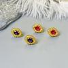Medieval Earrings Temperament Zircon Inlaid Geometric Oval Stud Earrings Fashion Simple Stud Earrings