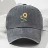 Distressed Dad Hat Sunflower Printed Travel Hat Minimal Baseball Cap  For Women Man