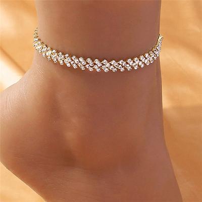 Beach Accessories Lozenge Anklet for Women Bohemian Vintage Ankle Sandals Ankle Bracelet Chain Jewelry