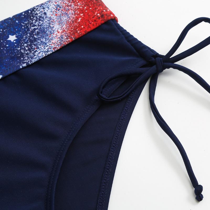 Women Flag Print Bikini Set Red Blue White Star Stripe 2 Piece Swimsuit