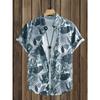 Camicia Hawaiana Morbida da Uomo Estiva con Stampe Vivaci di Foglie della Giungla e Fiori Esotici Collo a Revers Bottoni Top Abbigliamento Unisex Oversize