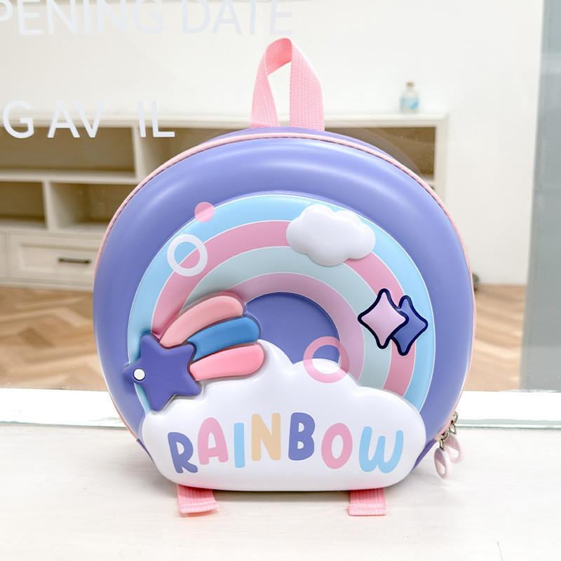 Kids Cartoon Donut Shell Backpack With Cartoon Rainbow Design For School Kids