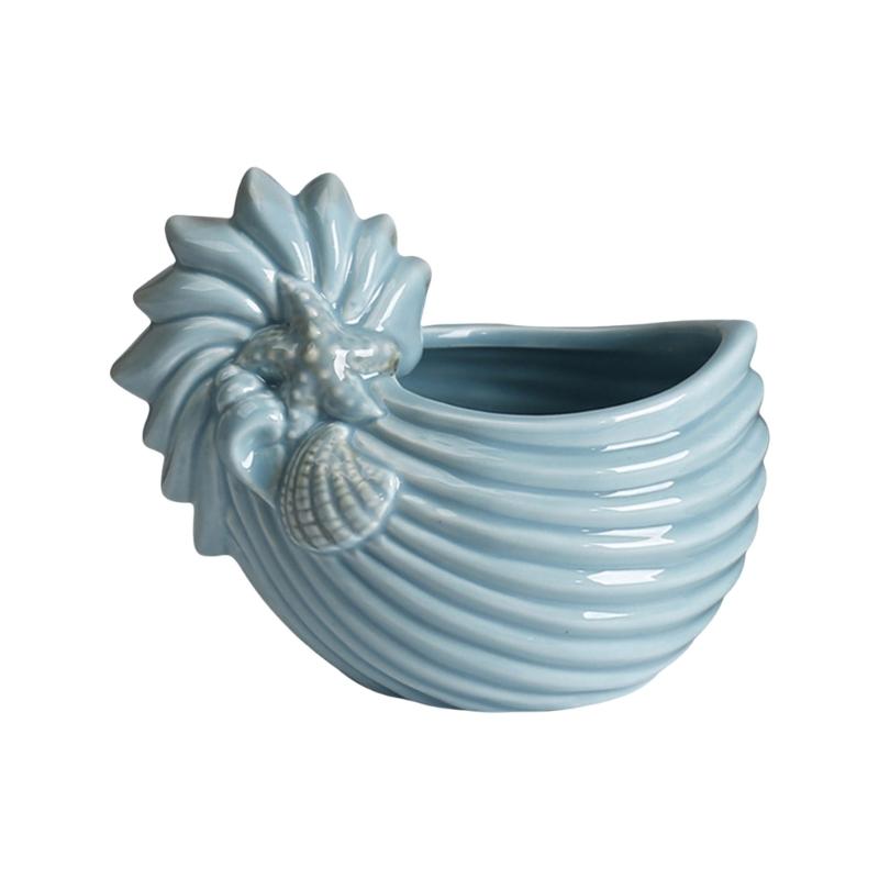 Ceramiczny Świecznik w Kształcie Muszli do Wystroju Domu Motyw Oceaniczny Doniczka na Sukulenty Miniaturowa Doniczka Dekoracyjny Pojemnik