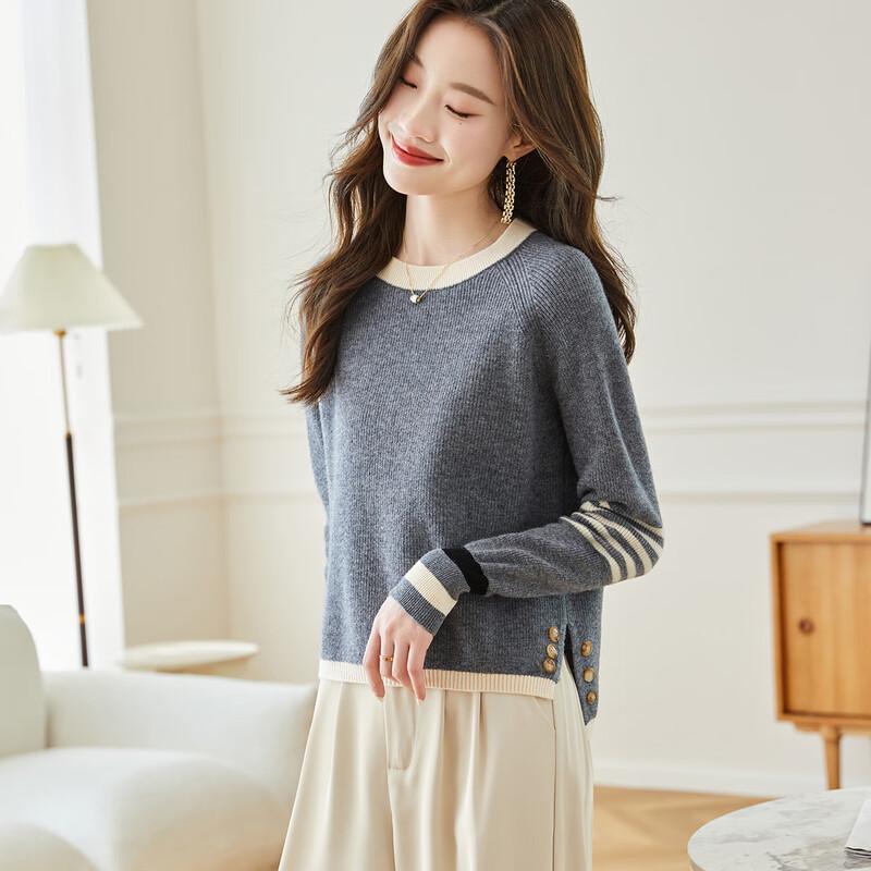 

Women s Pure Wool Short Knit Sweater with Slit L