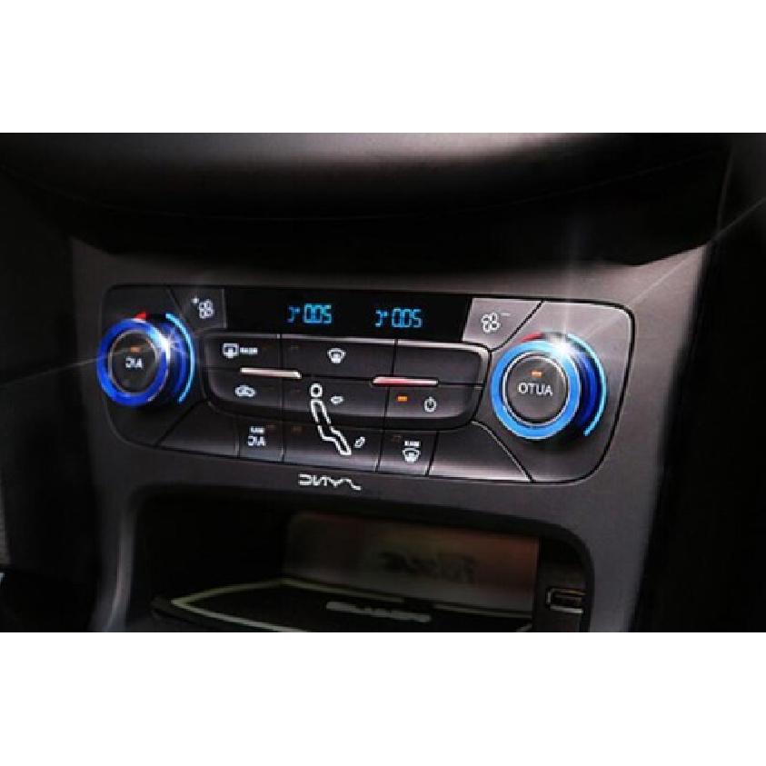 2PCS Aluminum Middle Console AC Knob Blue Cover Trim For Ford Focus 2015-2018
