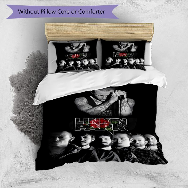 3-teiliges Linkin Park1 Design Bettwäsche-Set - HD-bedruckte Bettwäsche mit 1 Bettbezug und 2 Kissenbezügen - Perfekt für die Dekoration von Zuhause und Studentenwohnheim