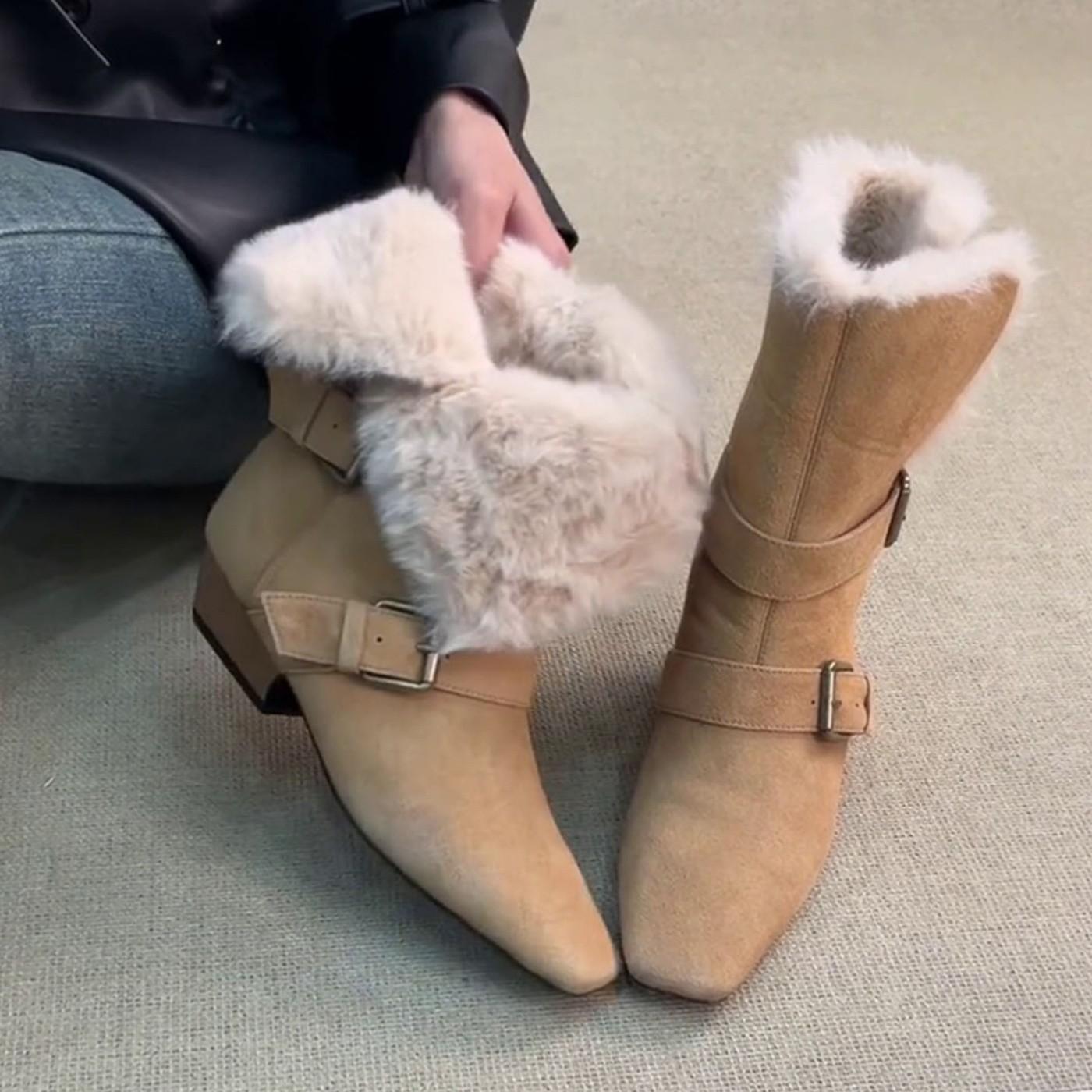 

Женские модные ботинки, зимние теплые сноубутсы на легкой толстой подошве, с мехом, нескользящие, повседневные, спортивные, хлопковые ботинки, кроссовки 40 верблюд