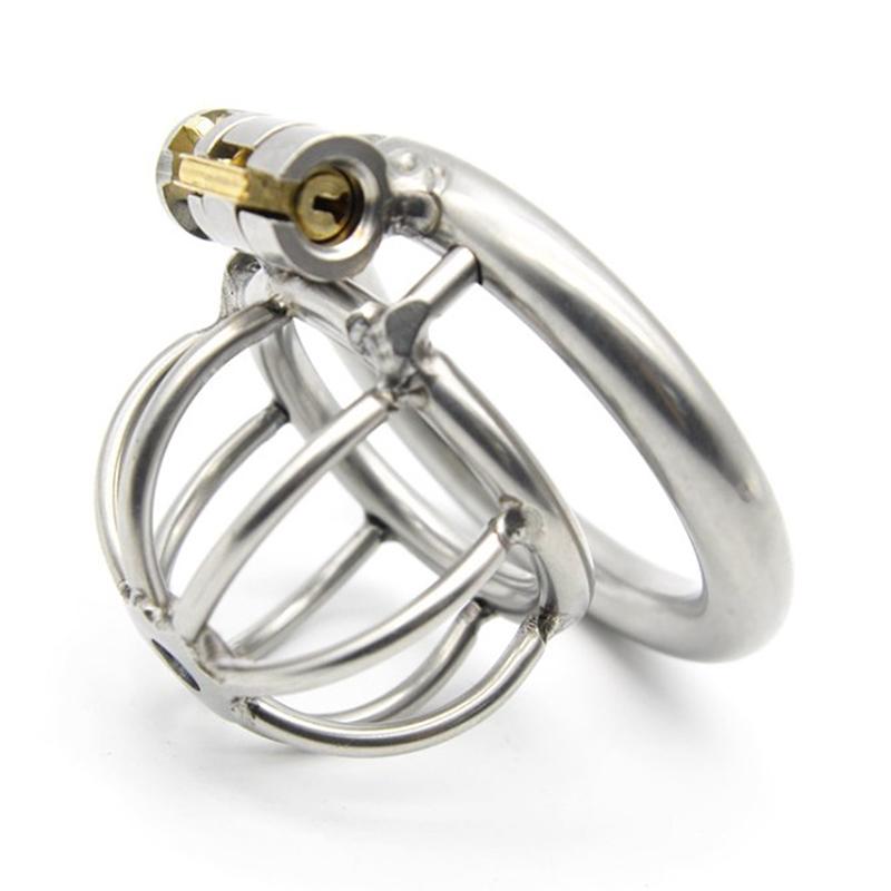 Edelstahl Metall männliche Keuschheitskäfig Gerät Zurückhaltung Spiked-Ring mit Schloss