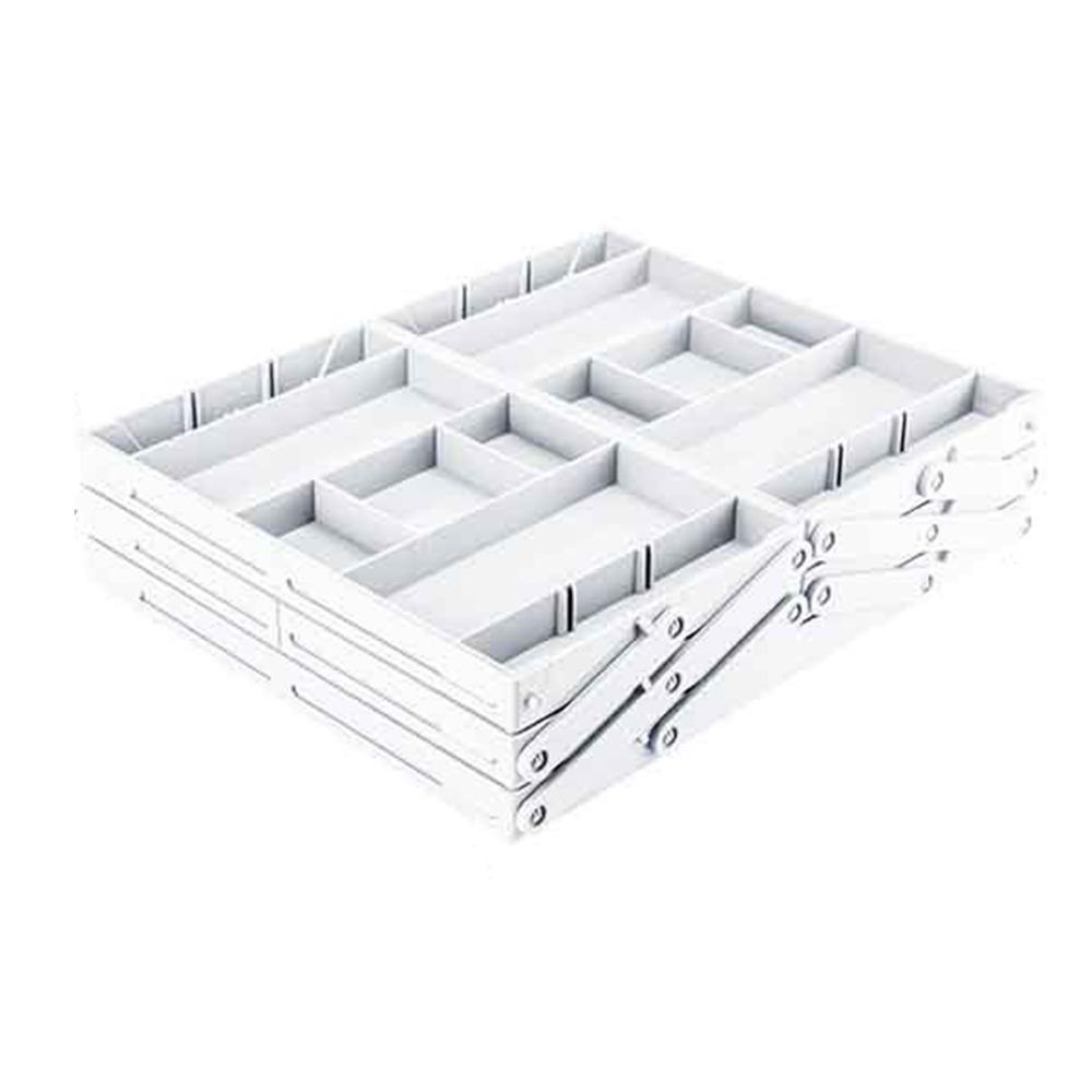 

Регулируемый органайзер для ящика, многосекционный ящик для хранения столовых приборов, расширяемый лоток для хранения, офисные принадлежности White-2 Rows 3 Layers