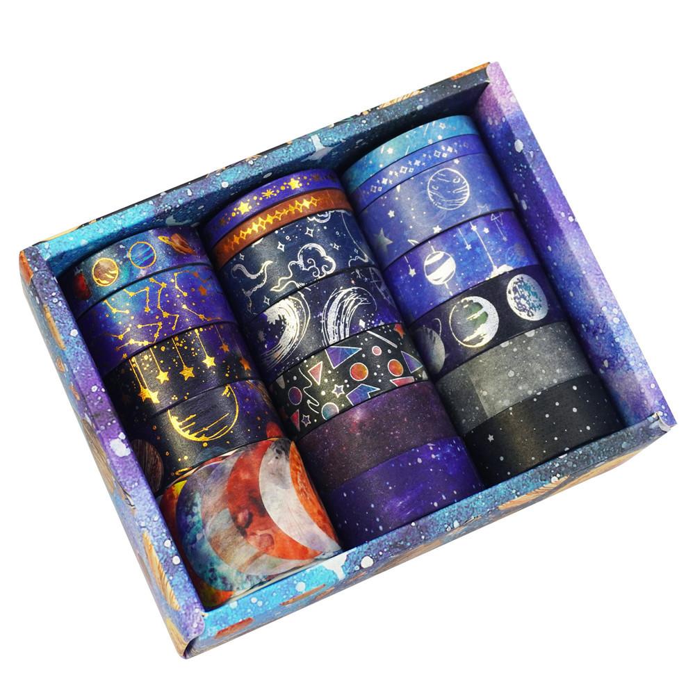 

19pcs Universe Washi Tapes Set Gold Silver Foil Galaxy Space Star Paper Adhesive Masking Tape Decoration Stickers A7195